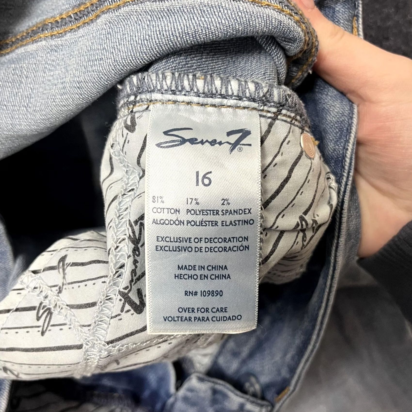 Vintage Seven7 Jeans Womens 16 Light Wash Distressed Skinny Stretch Blue Denim Pants Size 38" / US 16 / IT 52 - 5 Thumbnail