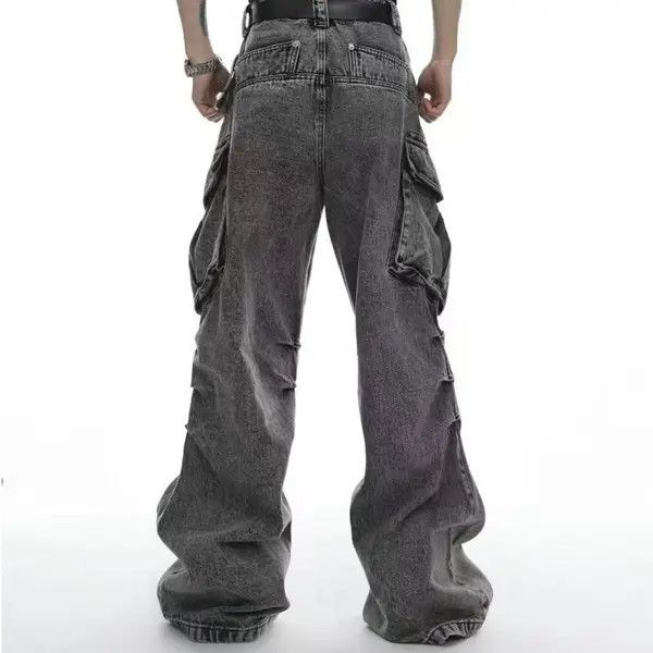 Japanese Brand VIBE Vintage washed stacked design wide leg jeans Size US 31 - 5 Thumbnail