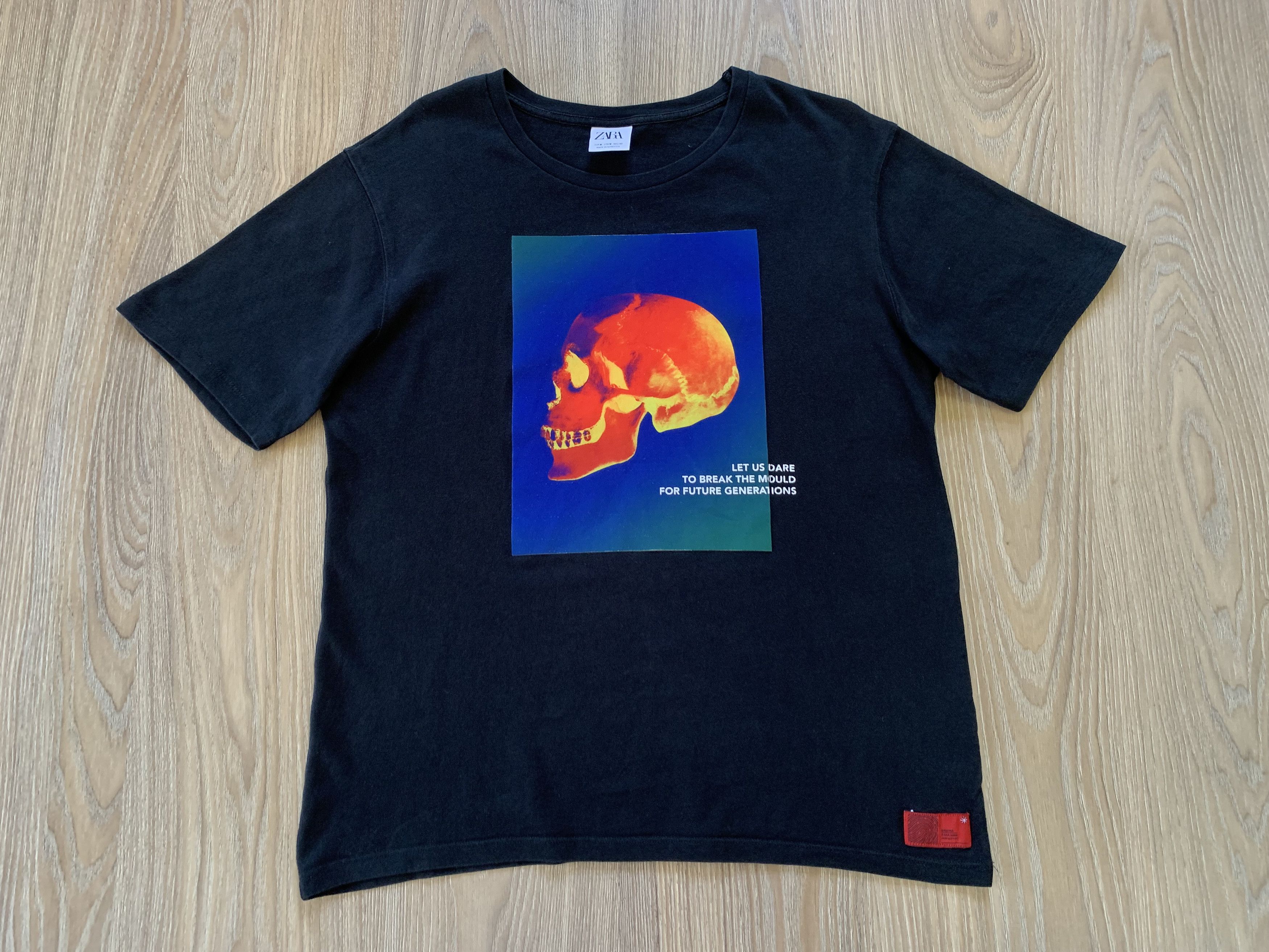 Zara Zara Skull Black Printed T Shirt Size US M / EU 48-50 / 2 - 2 Thumbnail