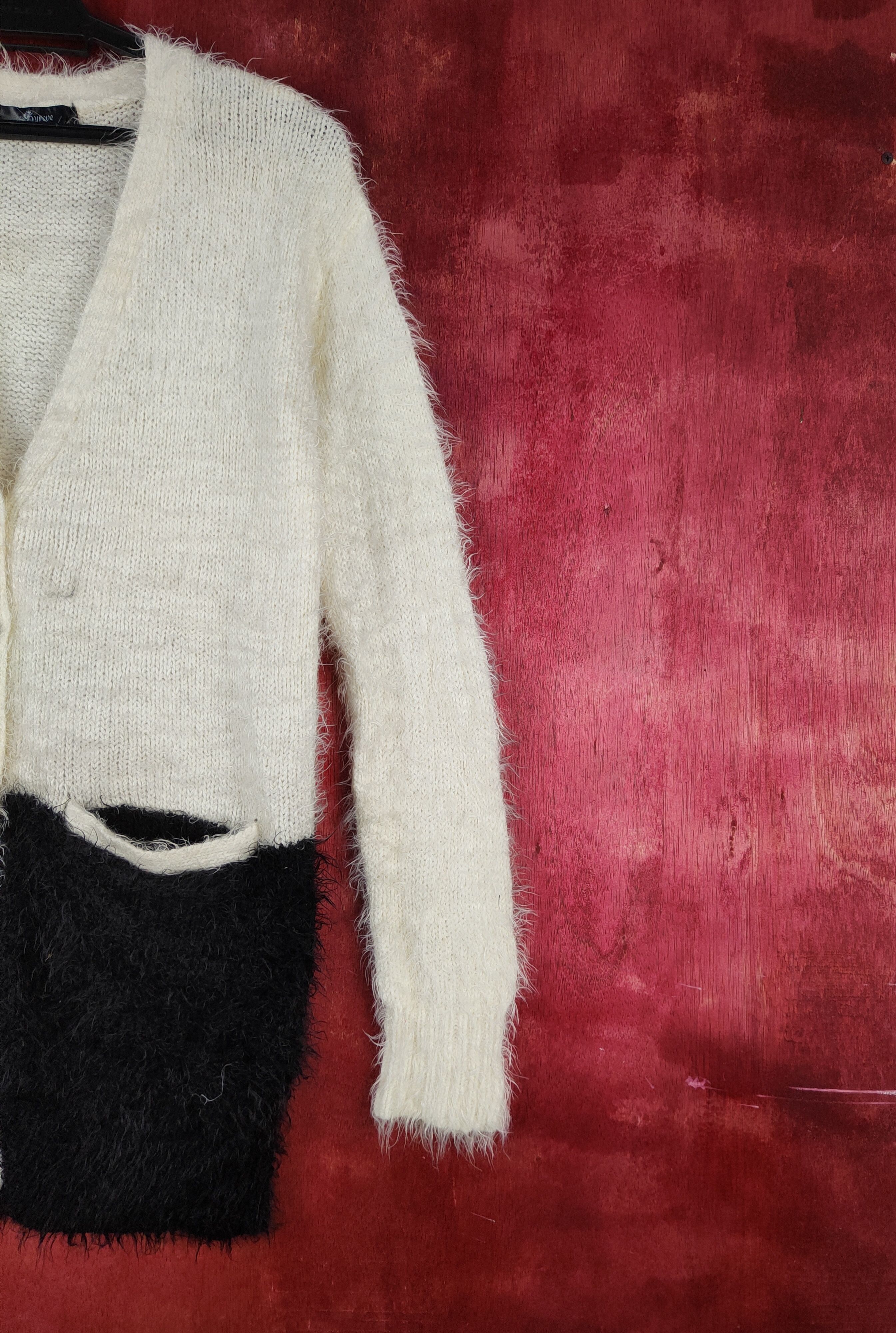 Homespun Knitwear Sureve Black Shag Shaggy Fur Mohair Knitwear Cardigan #S2069 Size M / US 6-8 / IT 42-44 - 5 Thumbnail