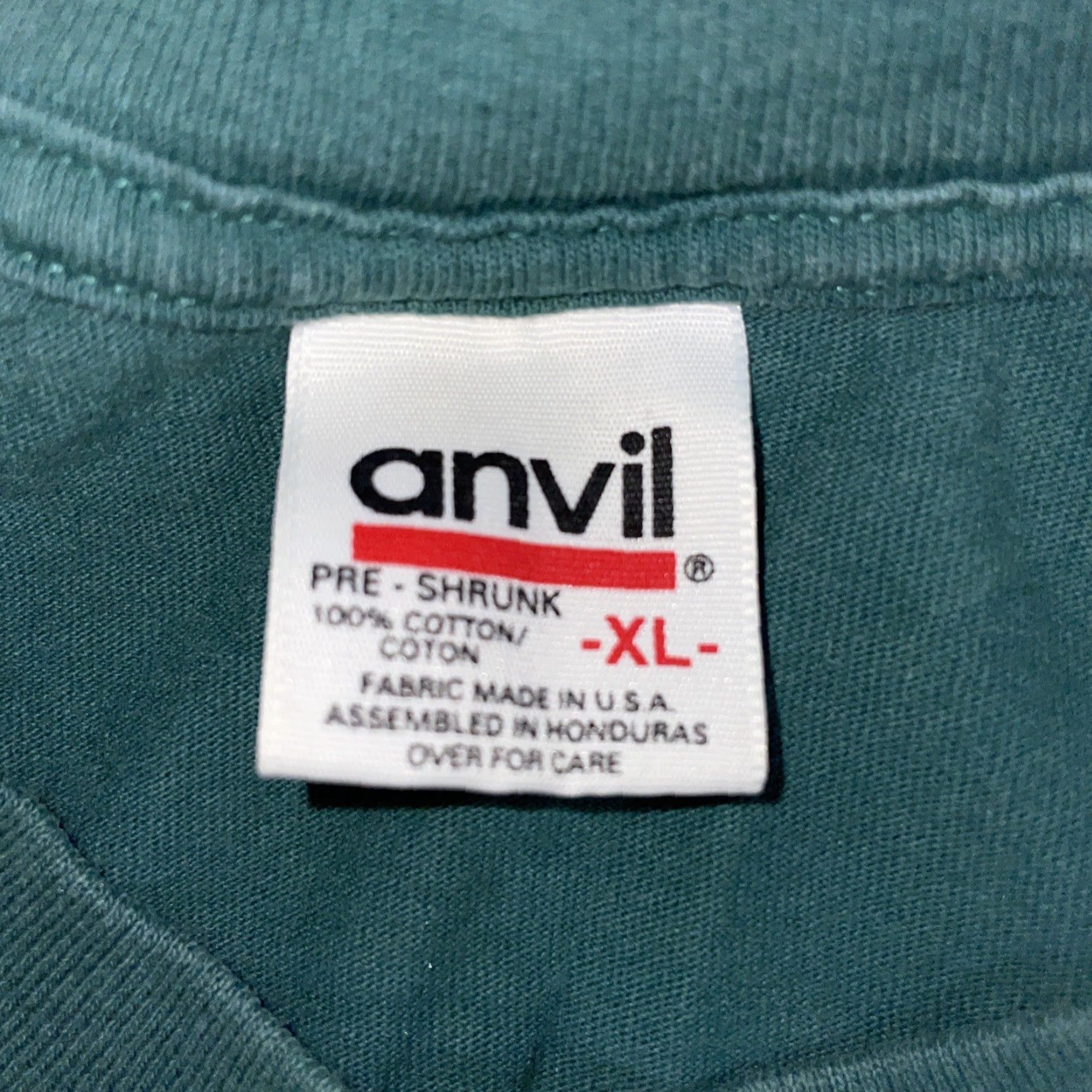 Anvil VINTAGE Anvil Green Tee Mens Size XL 100% Cotton Single Stitch Shirt Size US XL / EU 56 / 4 - 5 Thumbnail