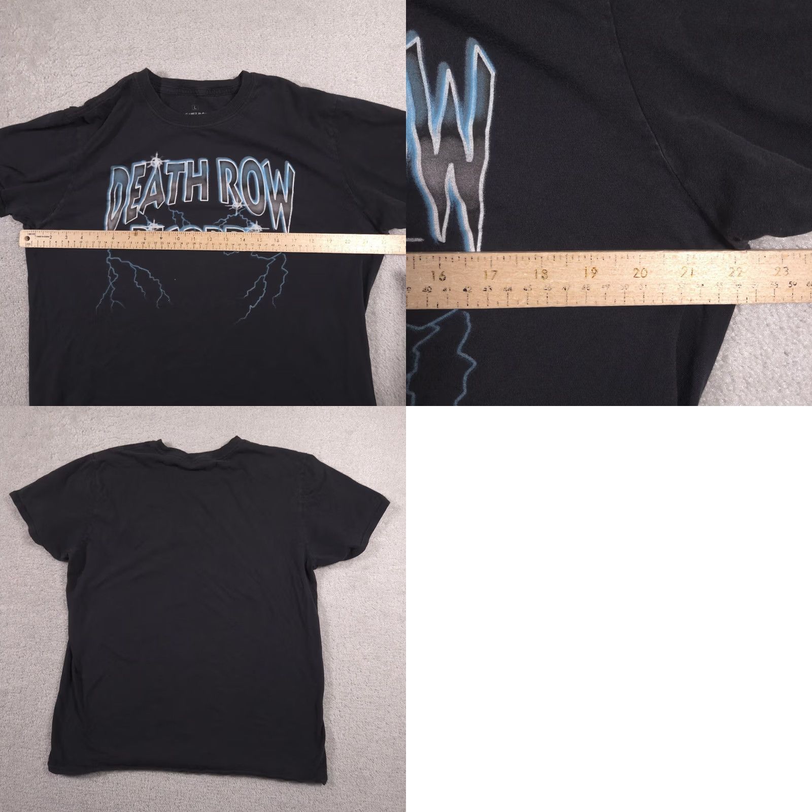 Logo 7 VINTAGE Death Row Records Shirt Mens Large Black Lightning Logo Graphic Tee Rap Hip Hop Size US L / EU 52-54 / 3 - 9 Thumbnail