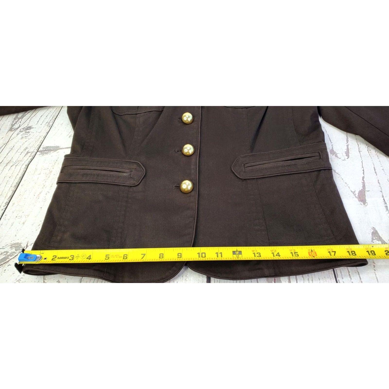 Michael Kors Michael Kors Brown Gold Button Field Jacket Blazer Women 12 Size Regular Cotton Blend Size XL / US 12-14 / IT 48-50 - 6 Thumbnail