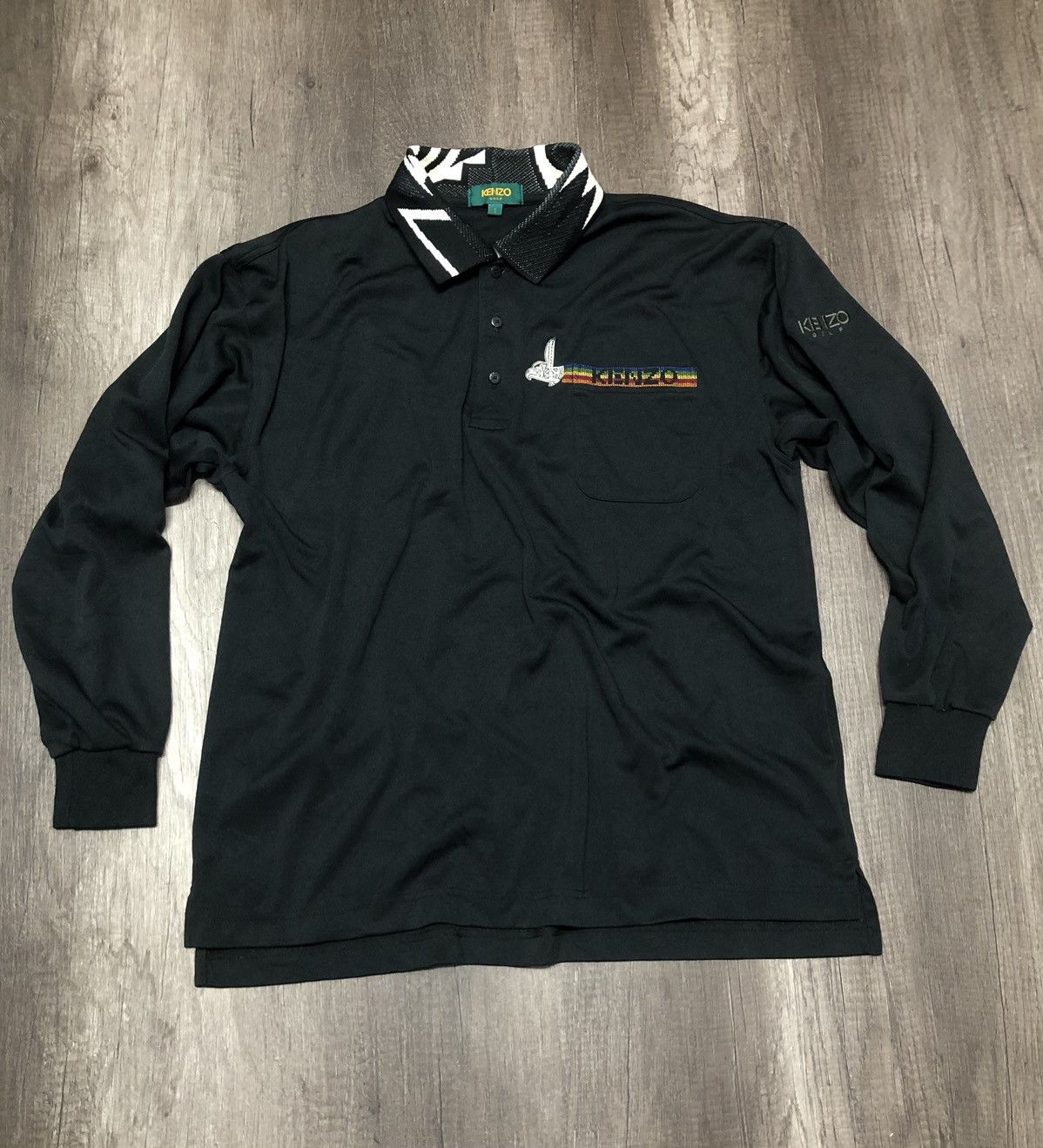 Kenzo × Vintage Vintage Kenzo Golf Pocket Long Sleeve Polo Shirt Size US XL / EU 56 / 4 - 1 Thumbnail