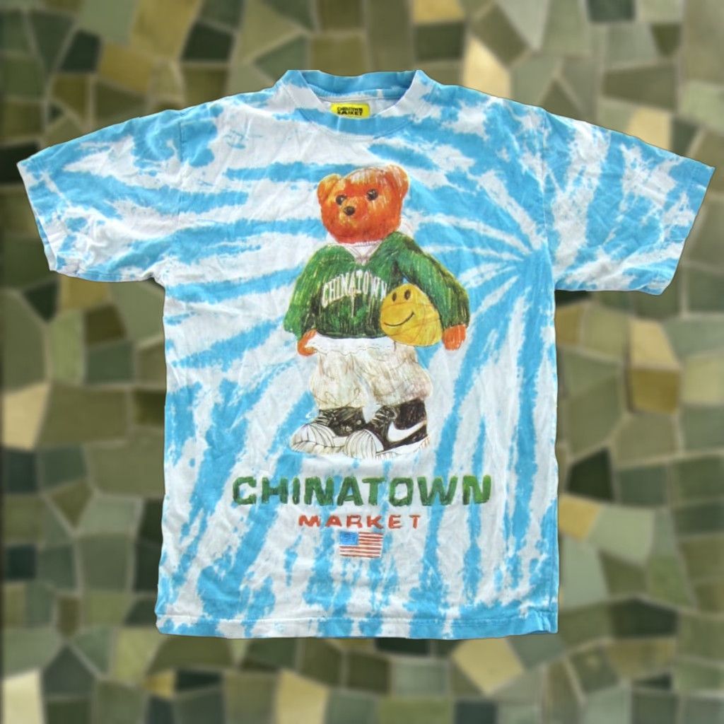 Vintage Chinatown Market Basketball Smiley Face Bear Sneaker Blue Tie Dye Shirt Men M Size US M / EU 48-50 / 2 - 1 Thumbnail