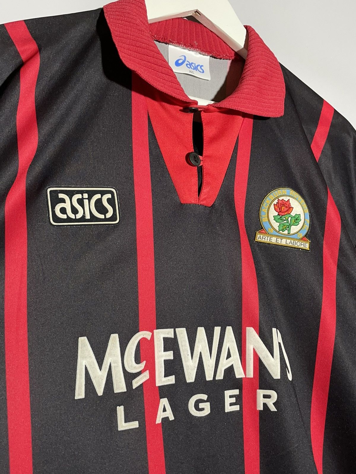Asics × Vintage Blackburn Rovers Asics 1994/95 Away Vintage Football Shirt Size US XXL / EU 58 / 5 - 4 Thumbnail