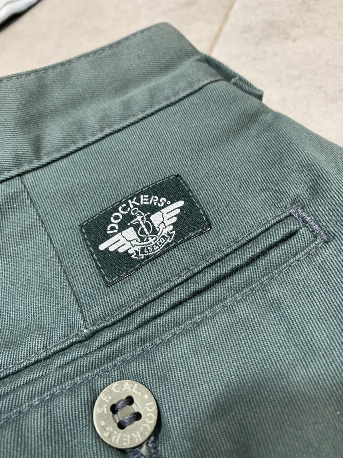 Designer × Dockers × Vintage Vintage 90s Petrol Green Dockers Straight Cotton Trousers Size US 31 - 8 Thumbnail