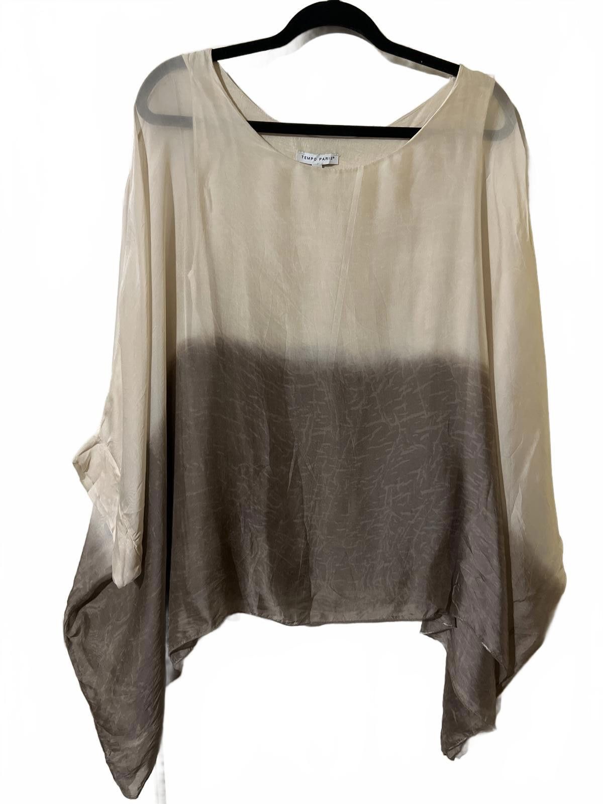 Other Tempo Paris Ombre Beige and Taupe Poncho Top M/L boho Size M / US 6-8 / IT 42-44 - 2 Thumbnail