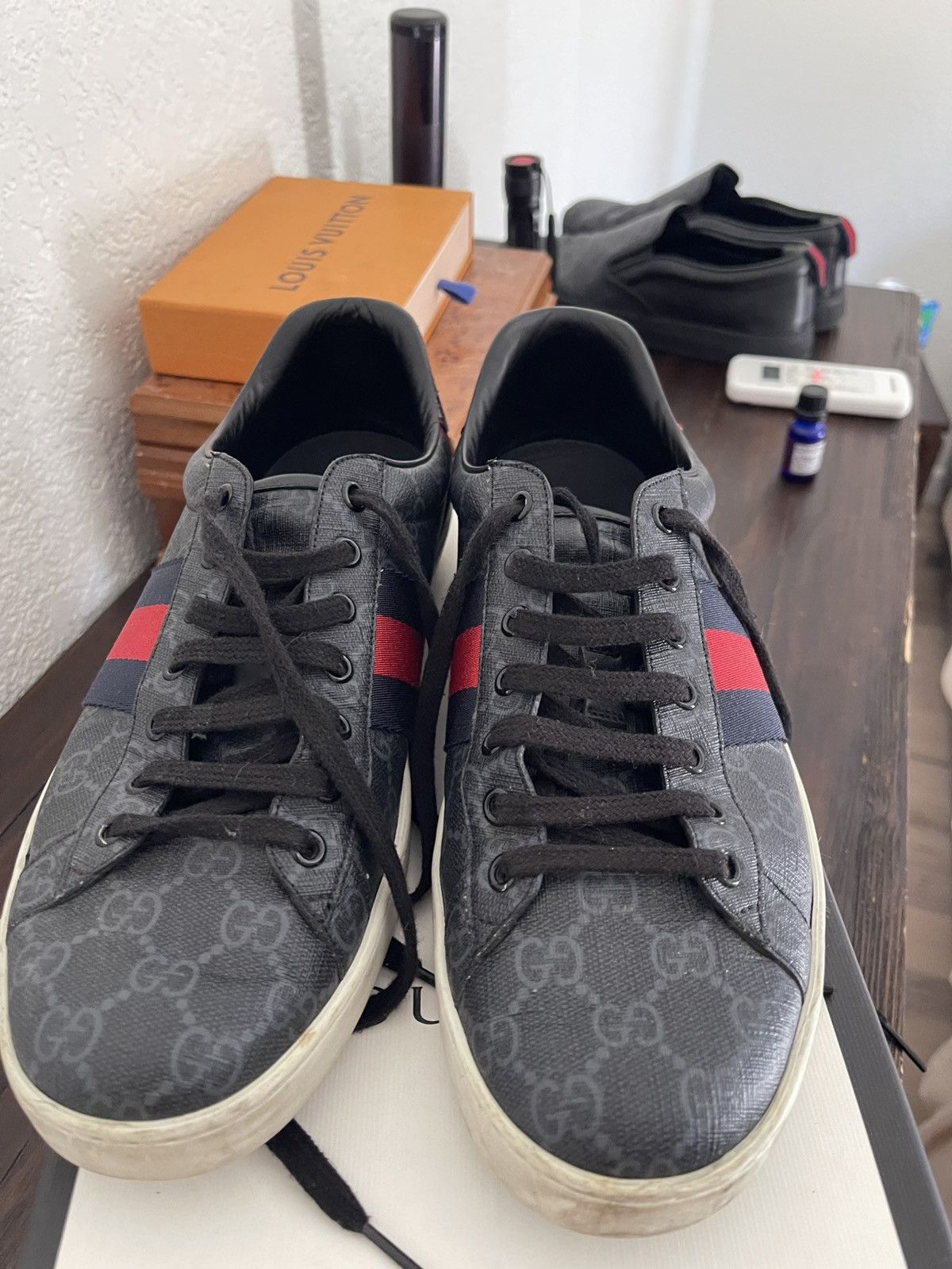 Gucci Gucci Ace – GG Supreme – Red/Purple Heels size 43 Size US 10.5 / EU 43-44 - 2 Thumbnail