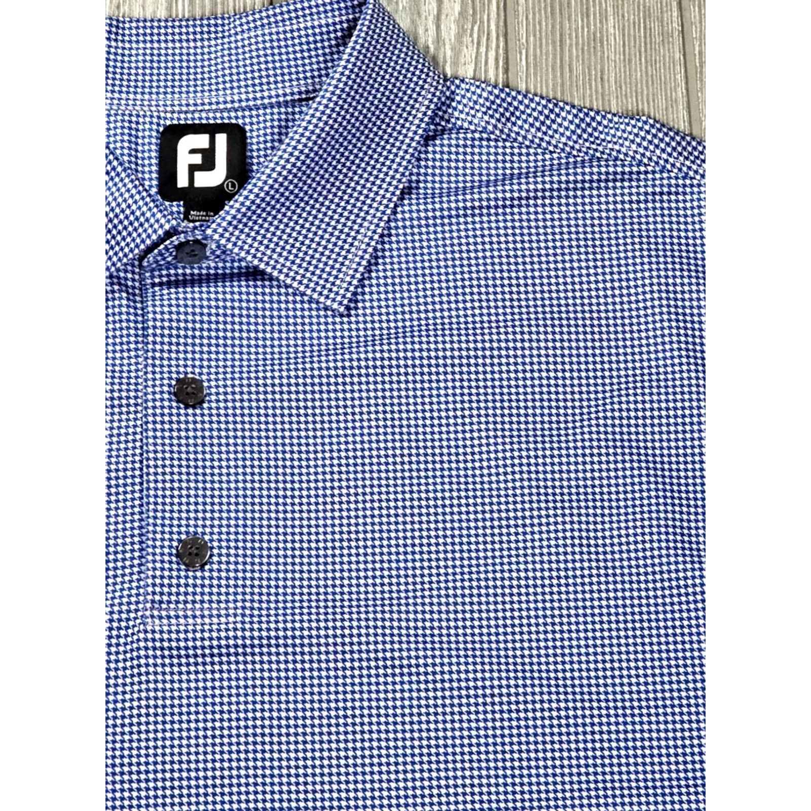 Footjoy FootJoy Polo Shirt Mens L Blue Houndstooth Performance Naples FJ Golf Size US L / EU 52-54 / 3 - 3 Thumbnail