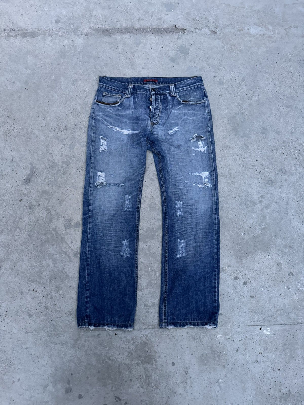 VINTAGE DISTRESSED WINGS DENIM JEANS
