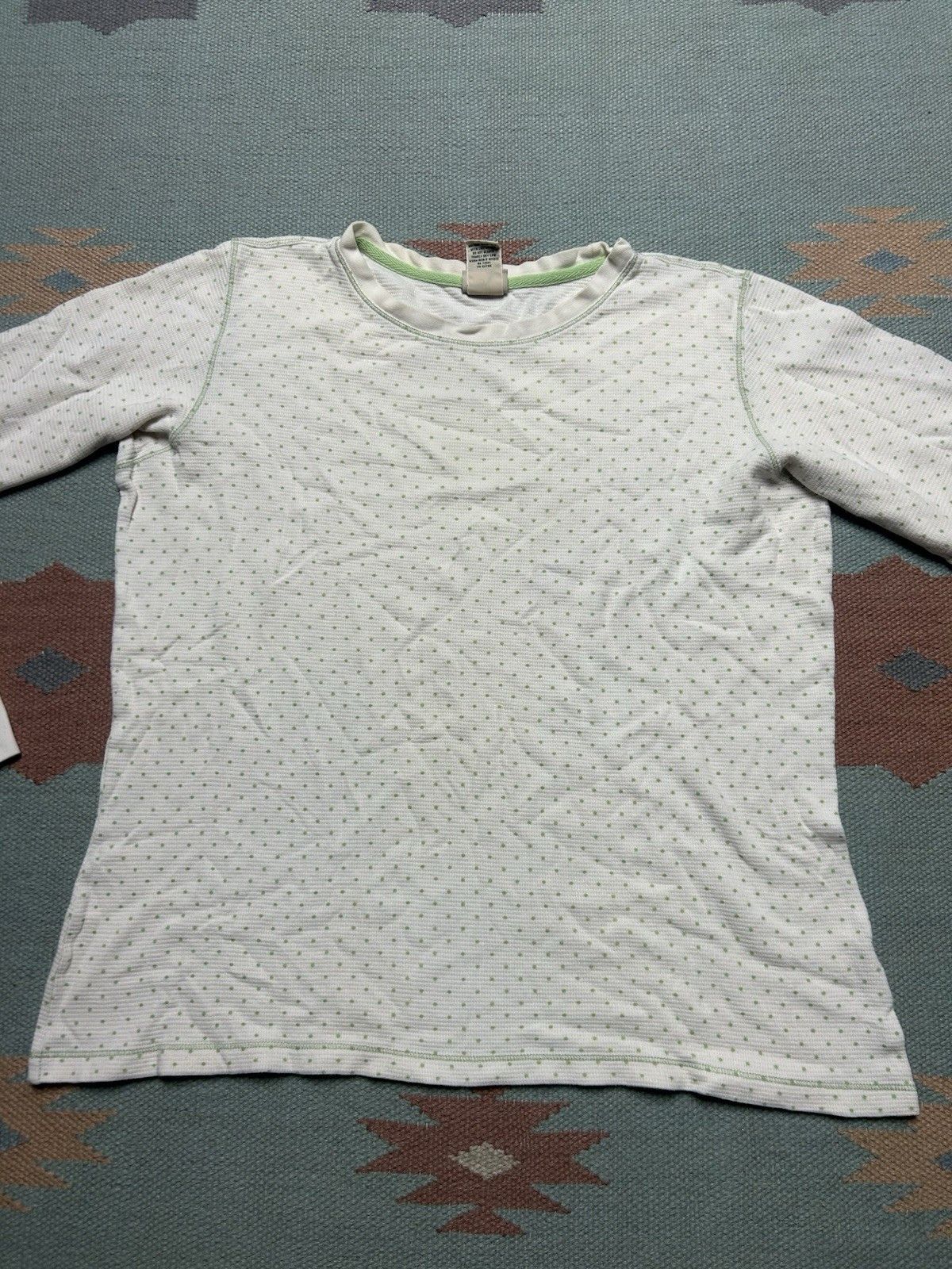 Vintage Vtg LL Bean waffle knit thermal shirt polka dots base large Size L / US 10 / IT 46 - 3 Thumbnail