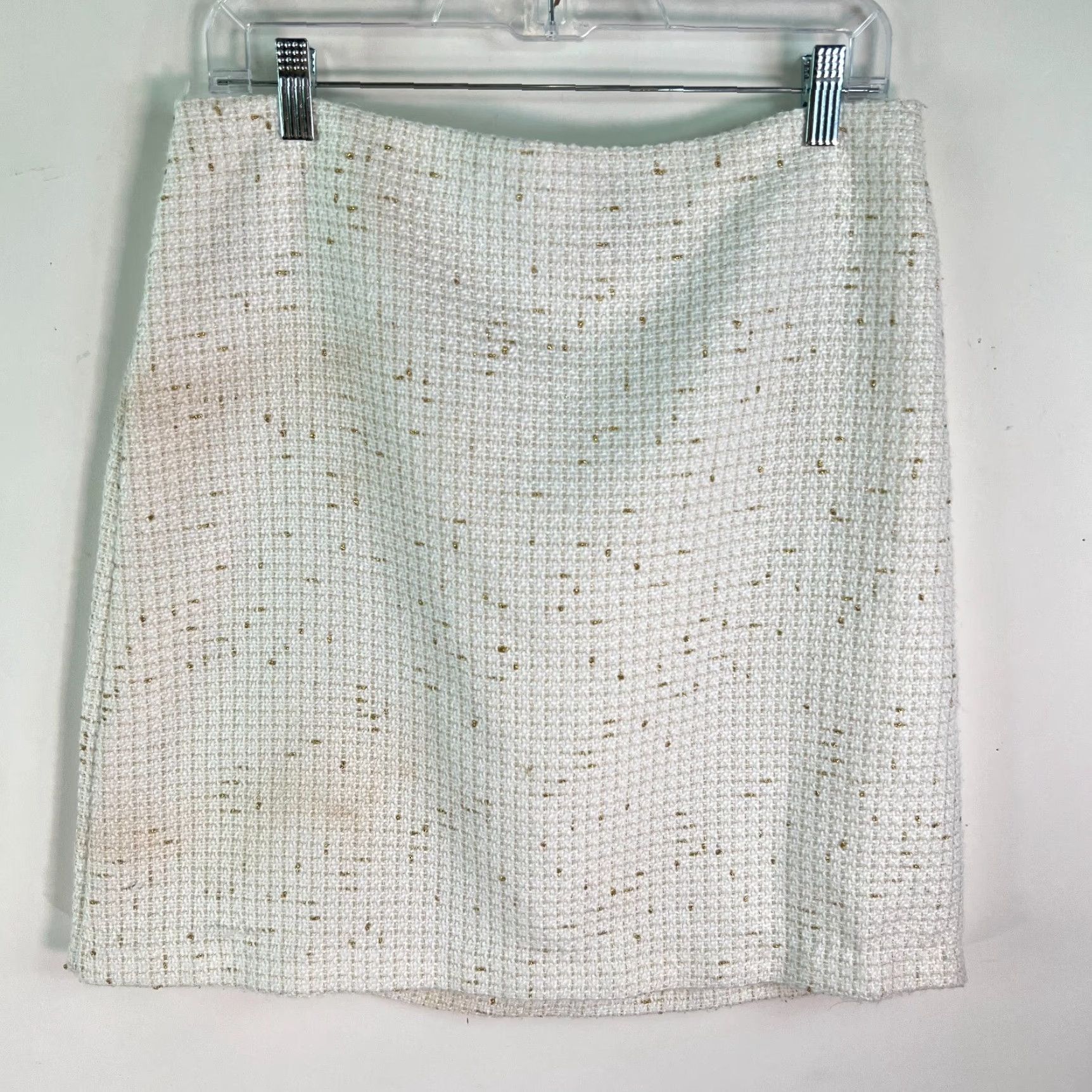 Ann Taylor Ann Taylor Factory Womens Flat Front Back Zip Casual White Mini Skirt Size 10 Size 32" / US 10 / IT 46 - 2 Thumbnail
