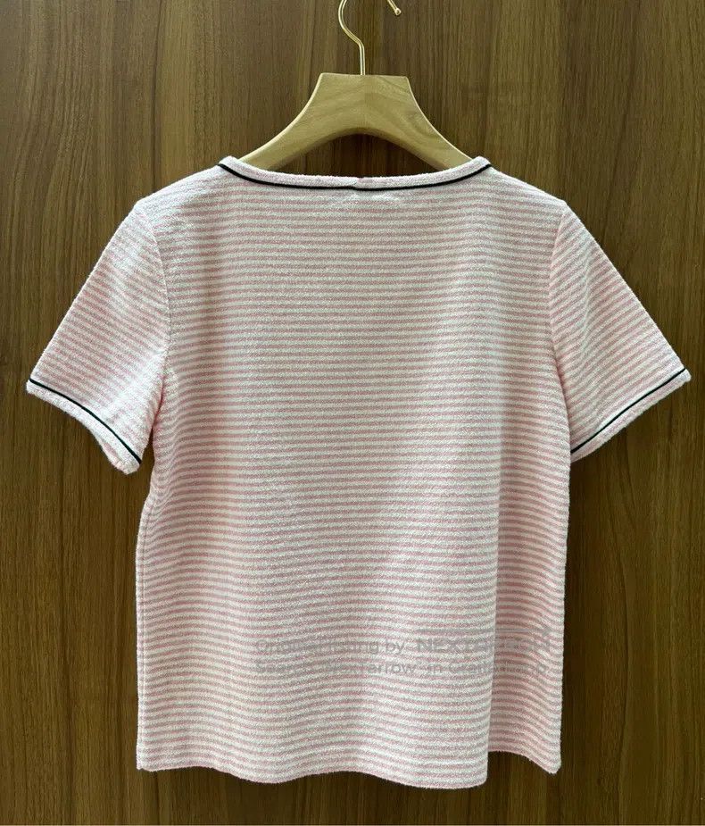 Chanel Chanel Pink striped short-sleeved T-shirt Size XS / US 0-2 / IT 36-38 - 2 Thumbnail