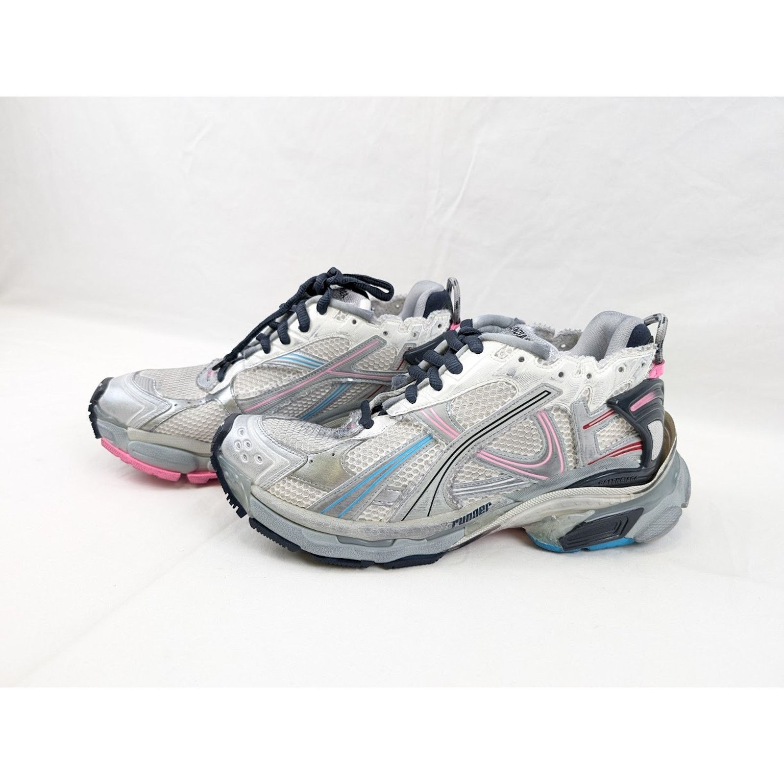 Balenciaga o1rshd1 Mesh Rubber Runners in Eggsh/Grey/Pink/Blue Size US 13 / EU 46 - 13 Thumbnail