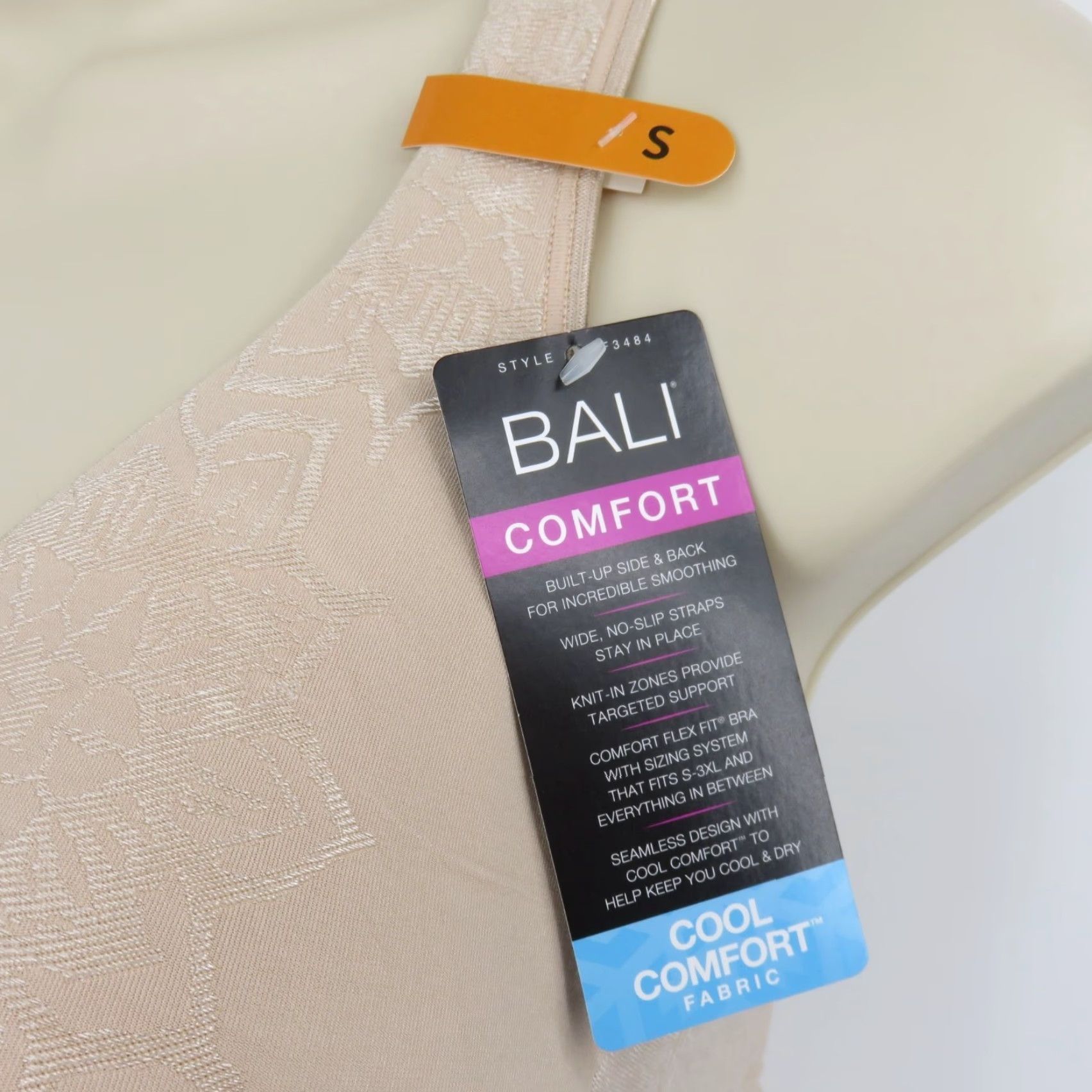 Vintage Bali Women Small DF3484 ComfortRevolution ComfortFlex Wirefree Bra Beige NEW Size ONE SIZE - 6 Thumbnail