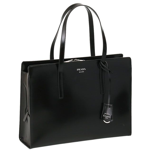 image of Prada Leather Tote Bag Shoulder Bag Business Bag Black, Women's