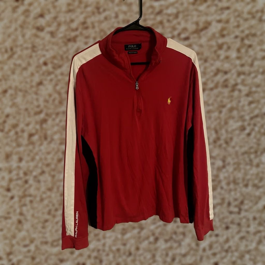 Polo Ralph Lauren Polo Ralph Lauren Track Jacket 1/4 Zip Red XL Mens Polo Ralph Lauren Pima Soft Touch Track Jacket - Men XL Red 1/4 Zip Pullover Jacket Size US XL / EU 56 / 4 - 1 Thumbnail