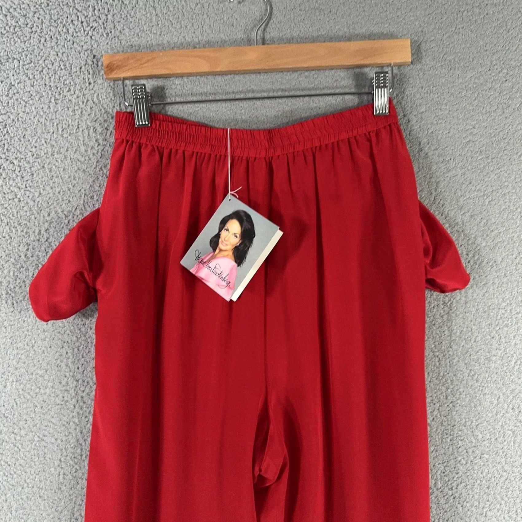 Diane von Furstenberg VINTAGE Diane von Furstenberg Silk Pants Womens Medium Red Silk Assets Elastic Waist NEW Pants Size 32" / US 10 / IT 46 - 5 Thumbnail