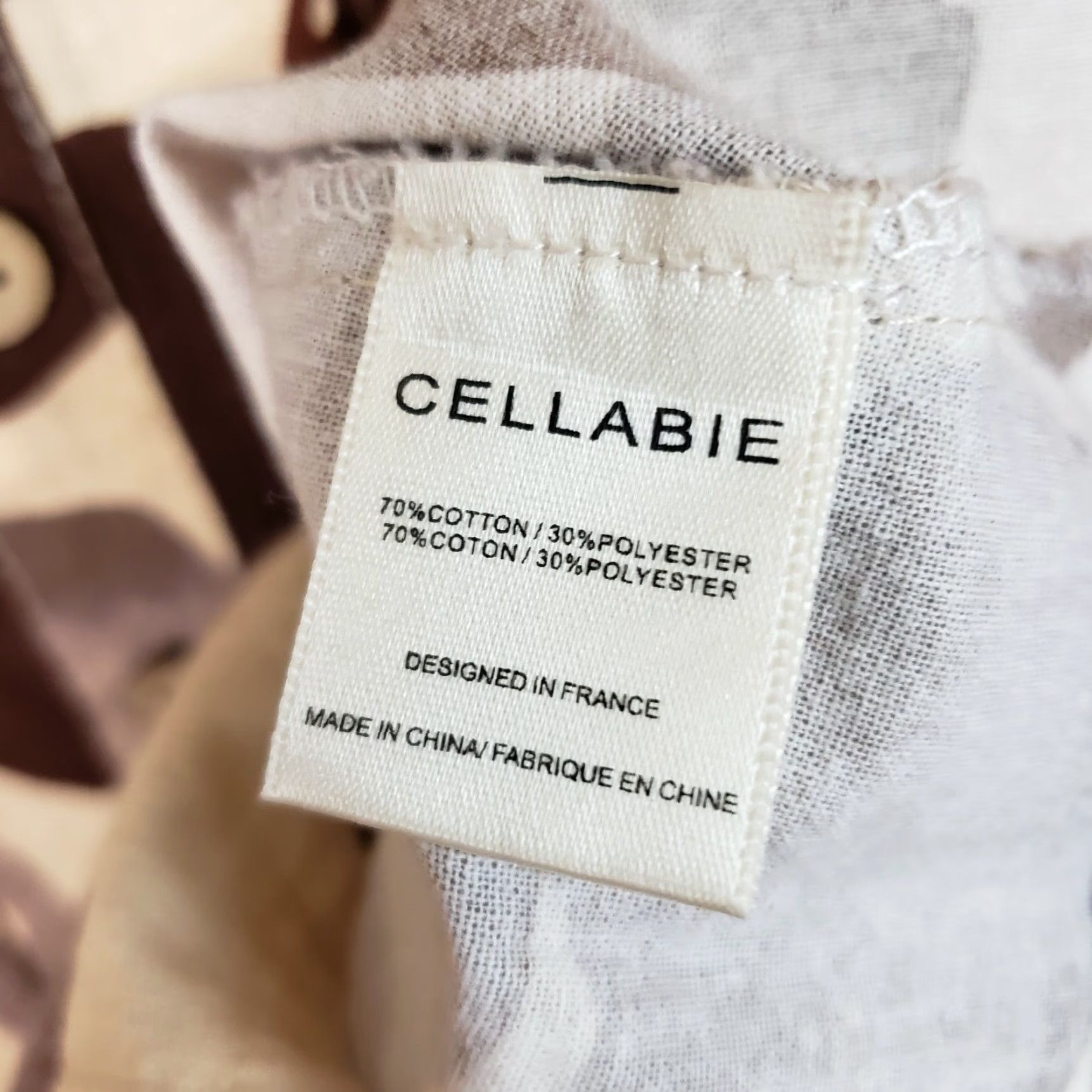 Vintage Cellabie Womens Top XS Brown Beige Short Sleeve Pleated Cotton Blend Blouse Size XS / US 0-2 / IT 36-38 - 5 Thumbnail
