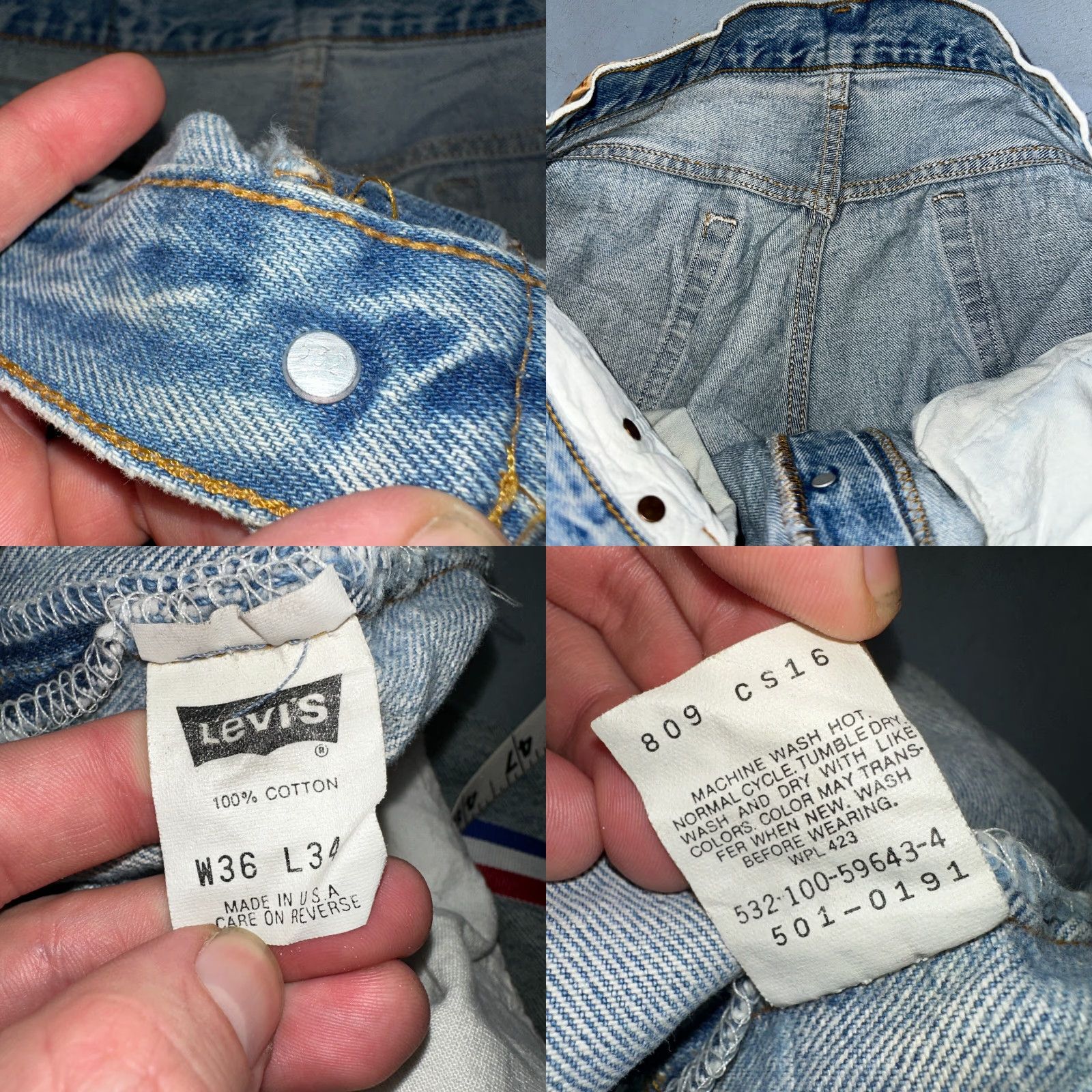 Levi's VINTAGE Levi's 501 Jeans 90s USA Straight Blue 36x34 Regular Men Size US 36 / EU 52 - 9 Thumbnail