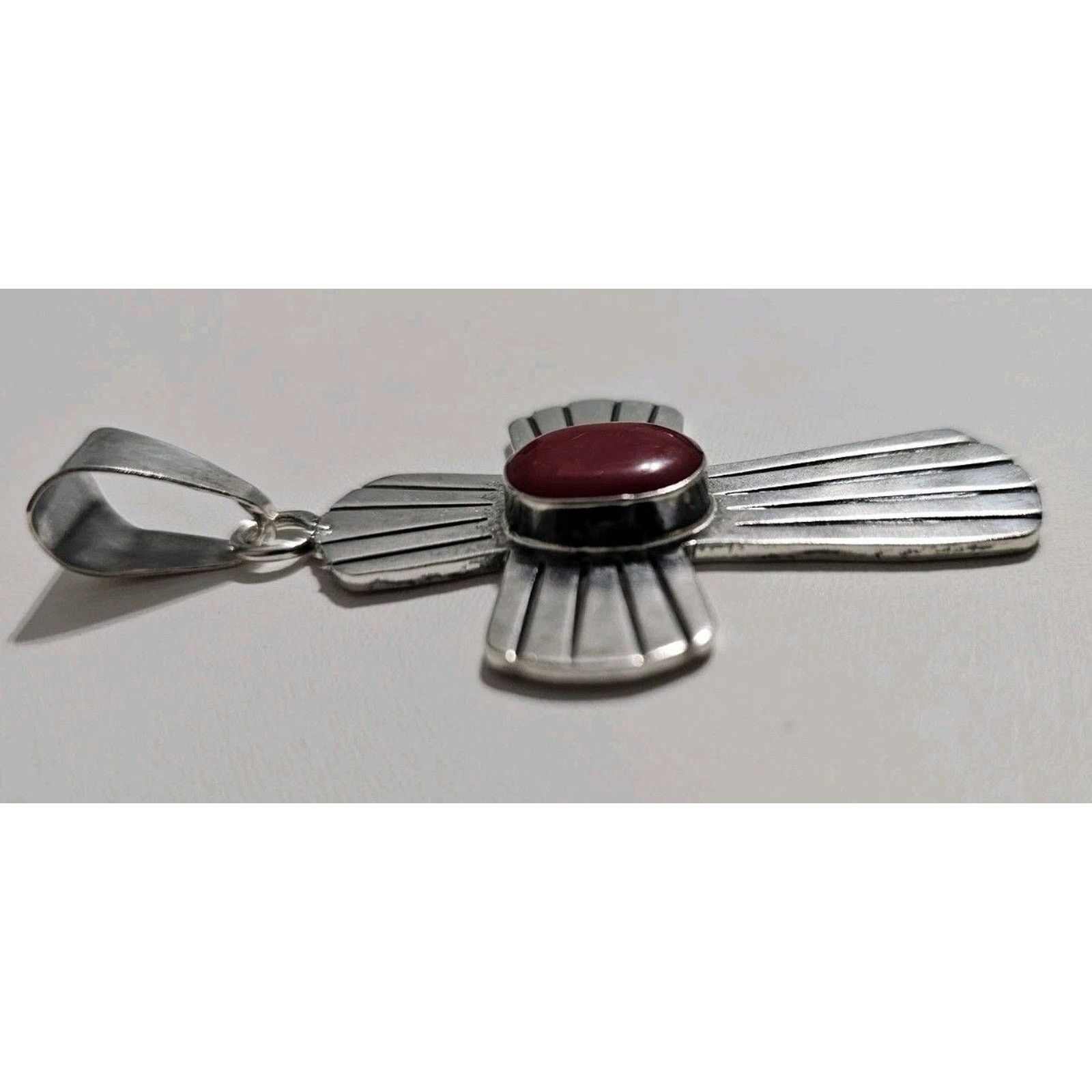 Other Vintage Chunky Sterling Silver Cross Red Jasper Stone Size ONE SIZE - 3 Thumbnail
