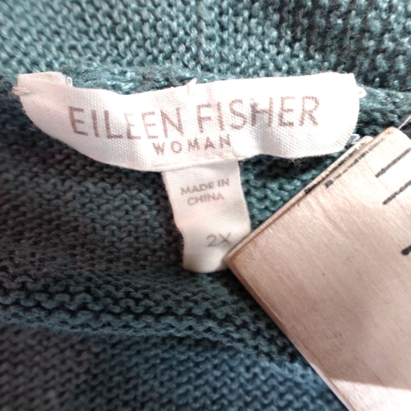 Eileen Fisher VINTAGE Eileen Fisher Womens Sweater Cardigan Open Front Loose Knit Linen 2X Blue Teal Womens Size XXL / US 16-18 / IT 52-54 - 4 Thumbnail