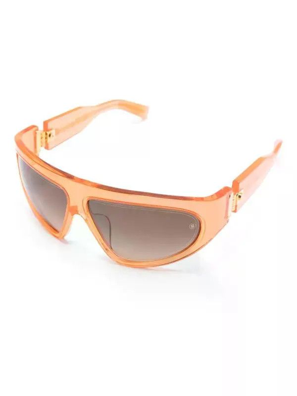 Balmain o1s1wg111225 Size:OS/Shield-FrameTinted Sunglasses in Orange Size ONE SIZE - 1 Thumbnail
