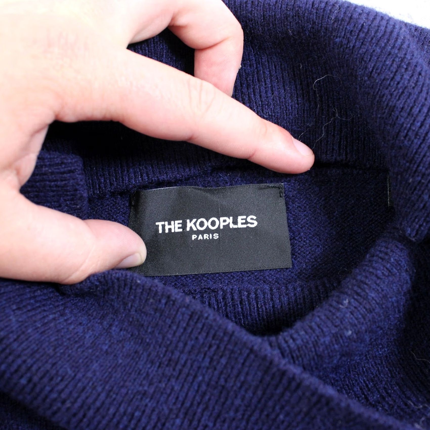 The Kooples The Kooples Sweater Women Blue Mock Neck Gold Button Wool Cashmere Size L / US 10 / IT 46 - 3 Thumbnail