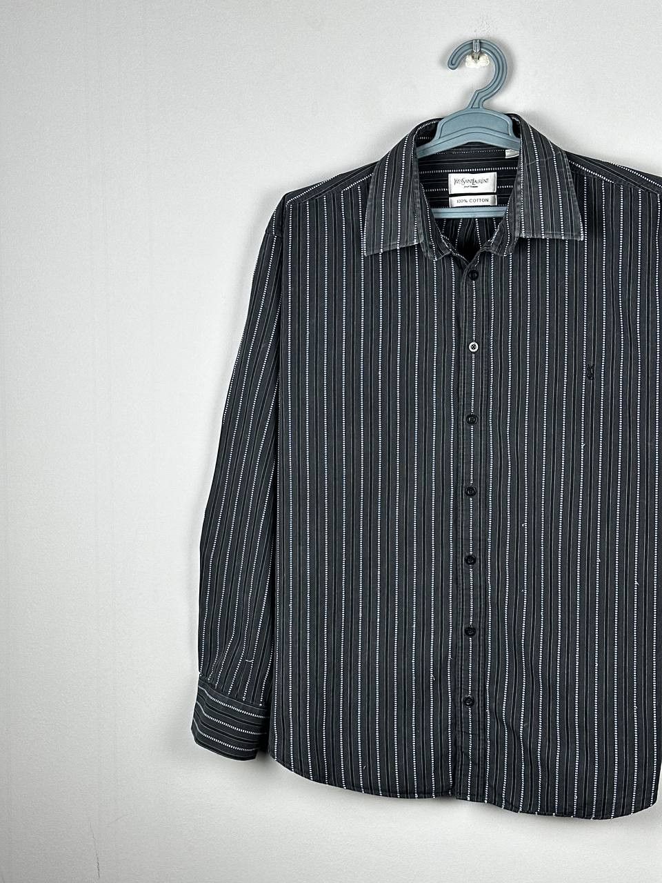 Yves Saint Laurent Vintage 90s Yves Saint Laurent Black Striped Shirt Size US XL / EU 56 / 4 - 2 Thumbnail