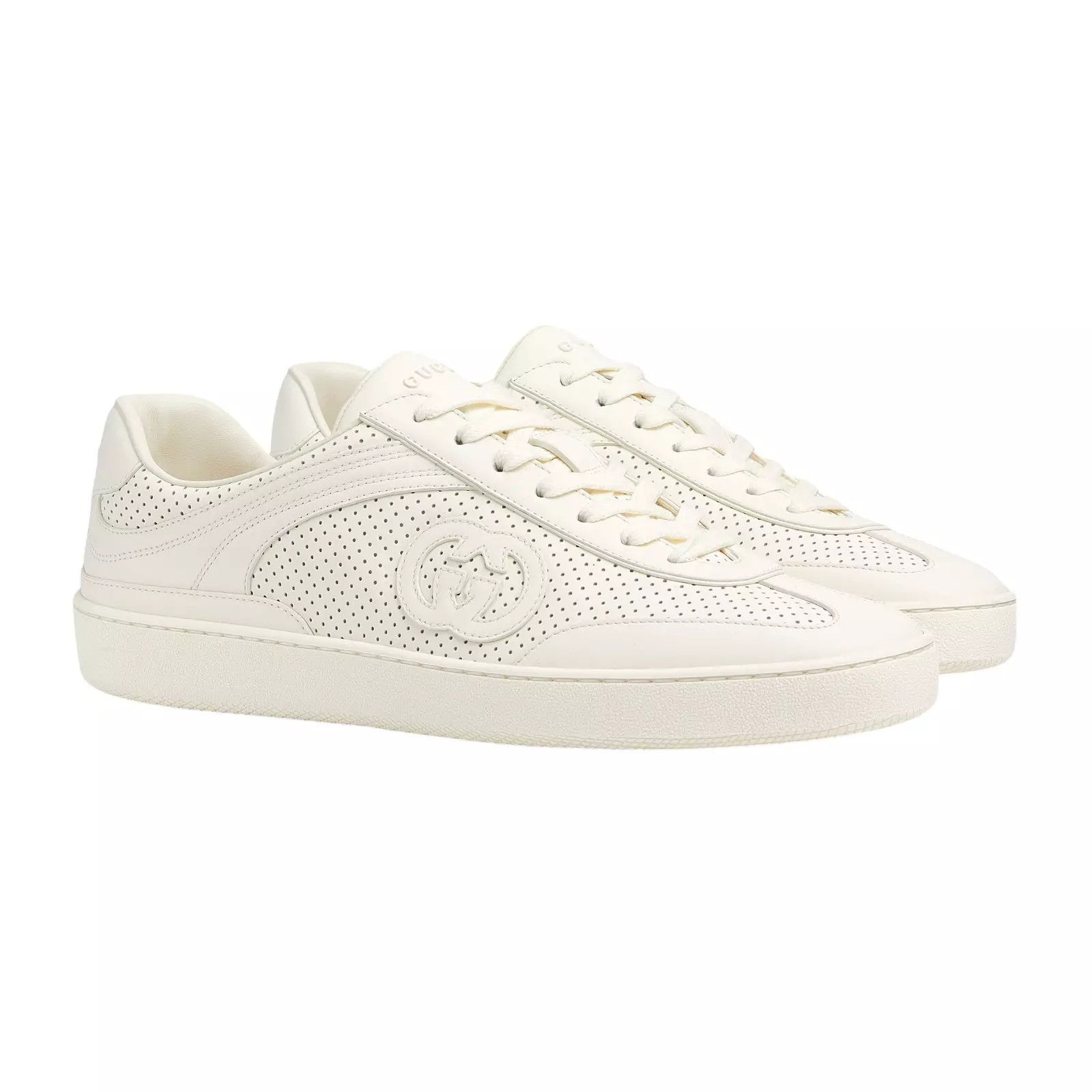 Gucci GUCCI Interlocking G Men's White Leather Sneakers New Auth Size US 7.5 / EU 40-41 - 2 Thumbnail