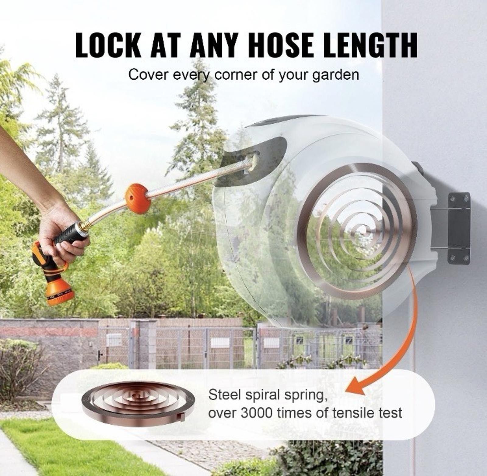 Other VEVOR Retractable Reel 84'x5/8" 180° Swivel Wall-Mounted Size ONE SIZE - 4 Thumbnail