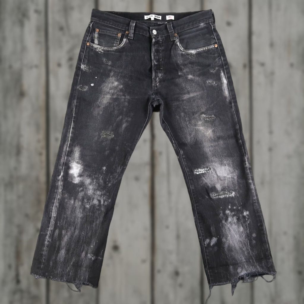 Levi's VINTAGE Levi's 501 Jeans Women's 29 Black Distressed Raw Hem High Rise Classic Fit Size 29" - 1 Thumbnail