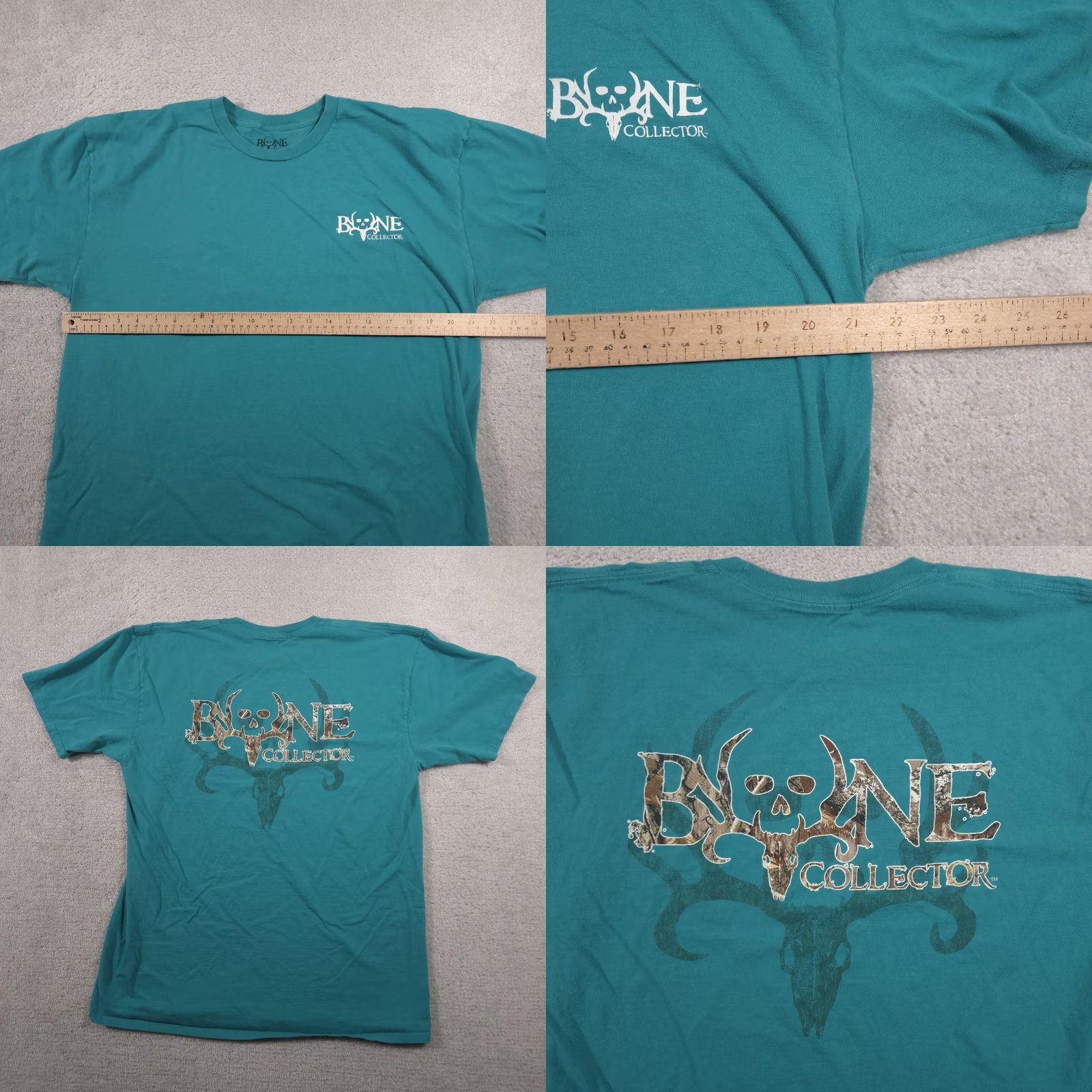 Bones VINTAGE Bone Collector Shirt Mens XL Teal Green Skull Antler Graphic Outdoor Hunting Size US XL / EU 56 / 4 - 8 Thumbnail