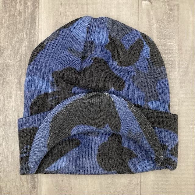 BAPE Blue camo brim beanie knit cap a bathing ape NIGO