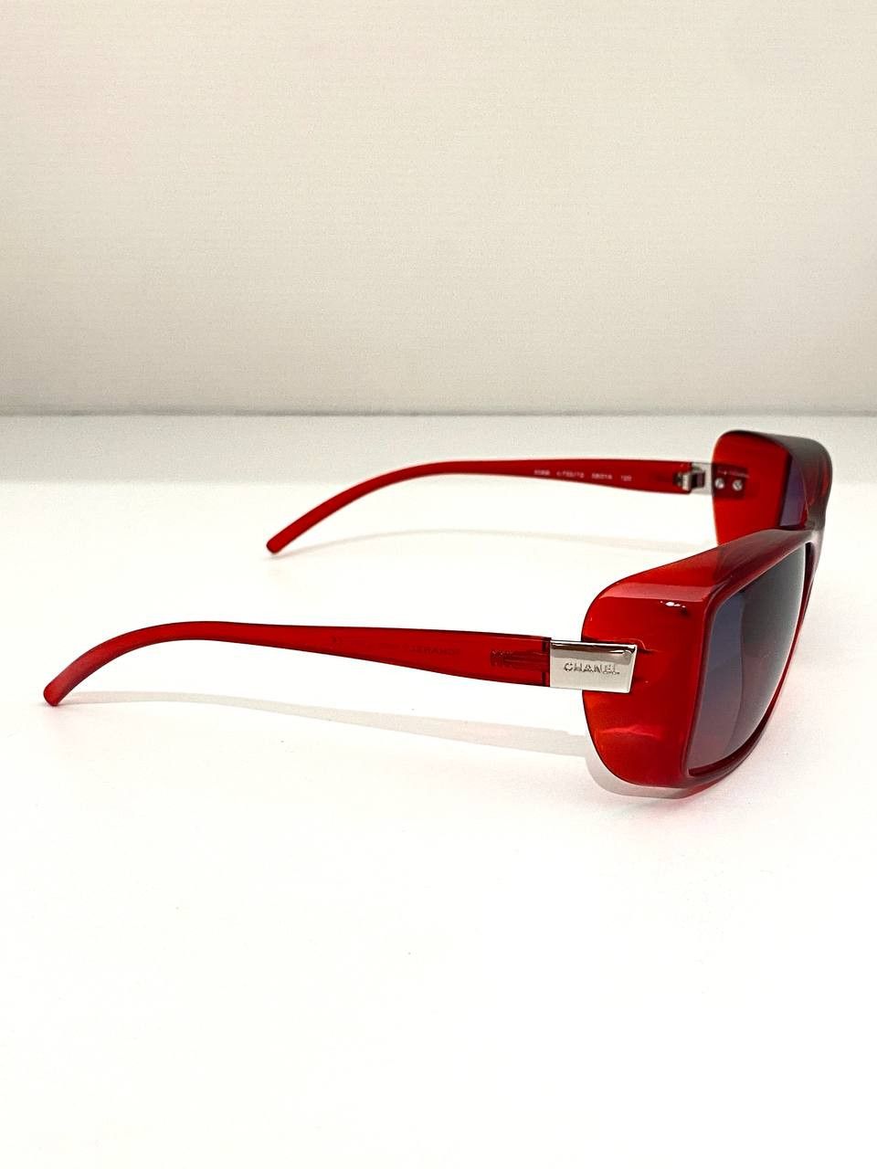Chanel Chanel CC Logo Shield Oversized Vintage Red Sunglasses Y2K Size ONE SIZE - 7 Thumbnail