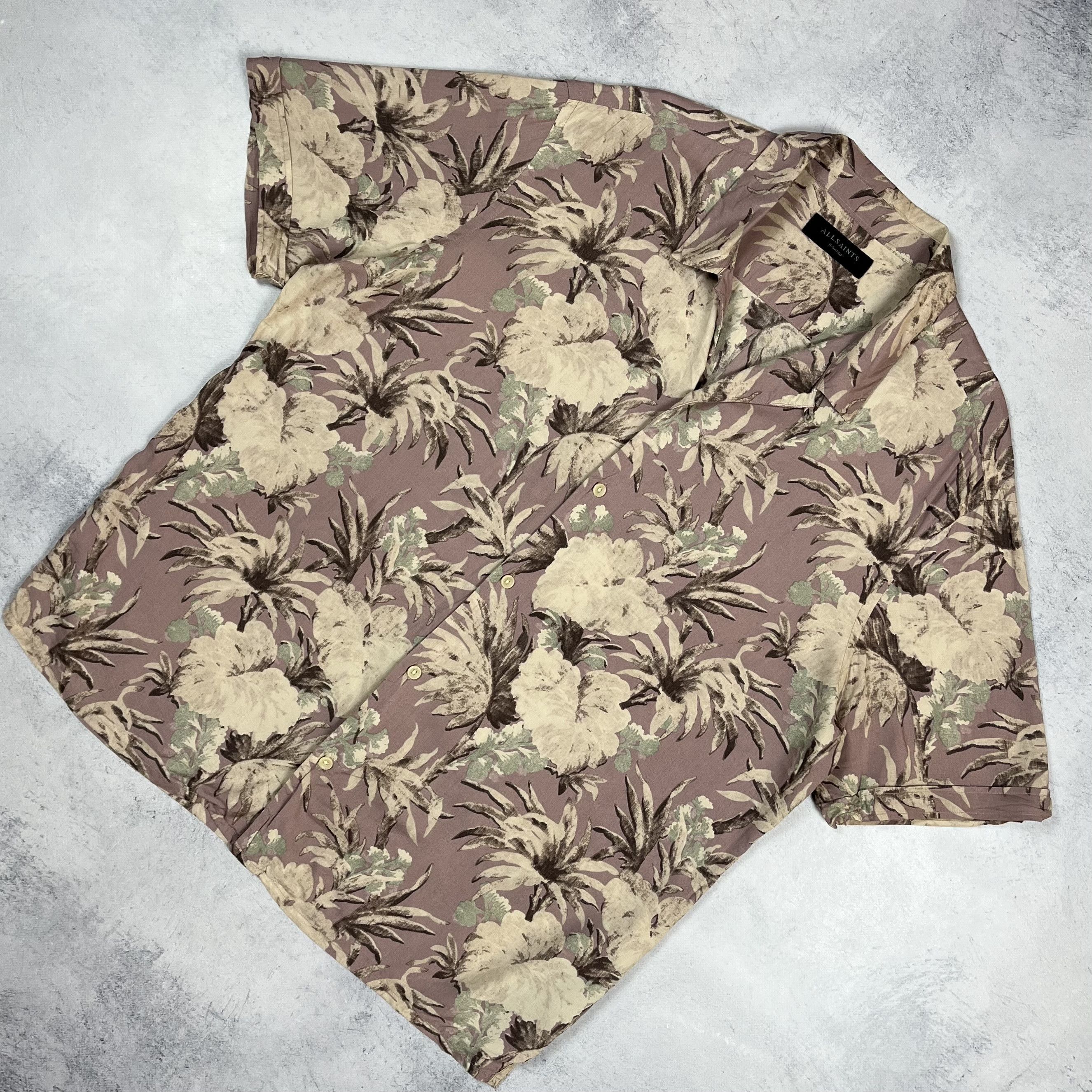 Allsaints AllSaints Laysan Short Sleeve Hawaii Button Up Shirt Size US XL / EU 56 / 4 - 1 Thumbnail