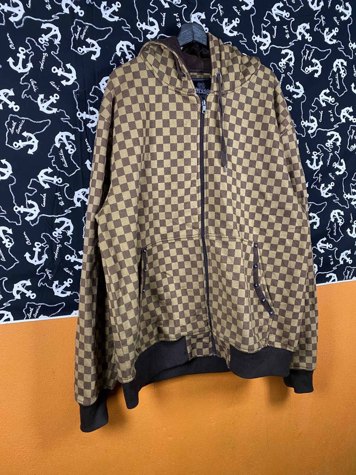 Imperious Imperious Checkered Zip Hoodie | Brown & Tan Pattern Size US XXL / EU 58 / 5 - 5 Thumbnail