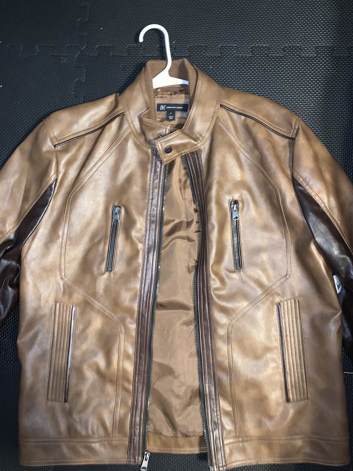 Designer × I.N.C INC Brown Leather Jacket *New Size US L / EU 52-54 / 3 - 4 Thumbnail
