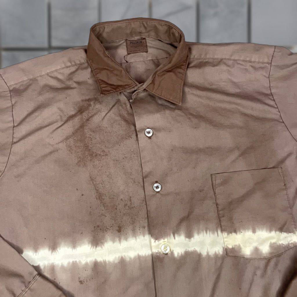 Vintage VINTAGE Pilgrim Shirt Adult XL Brown Sears Dyed Distressed Button Faded Cotton Western Rockabilly Long Sleeve 1961 Mens/Unisex Size US XL / EU 56 / 4 - 1 Thumbnail