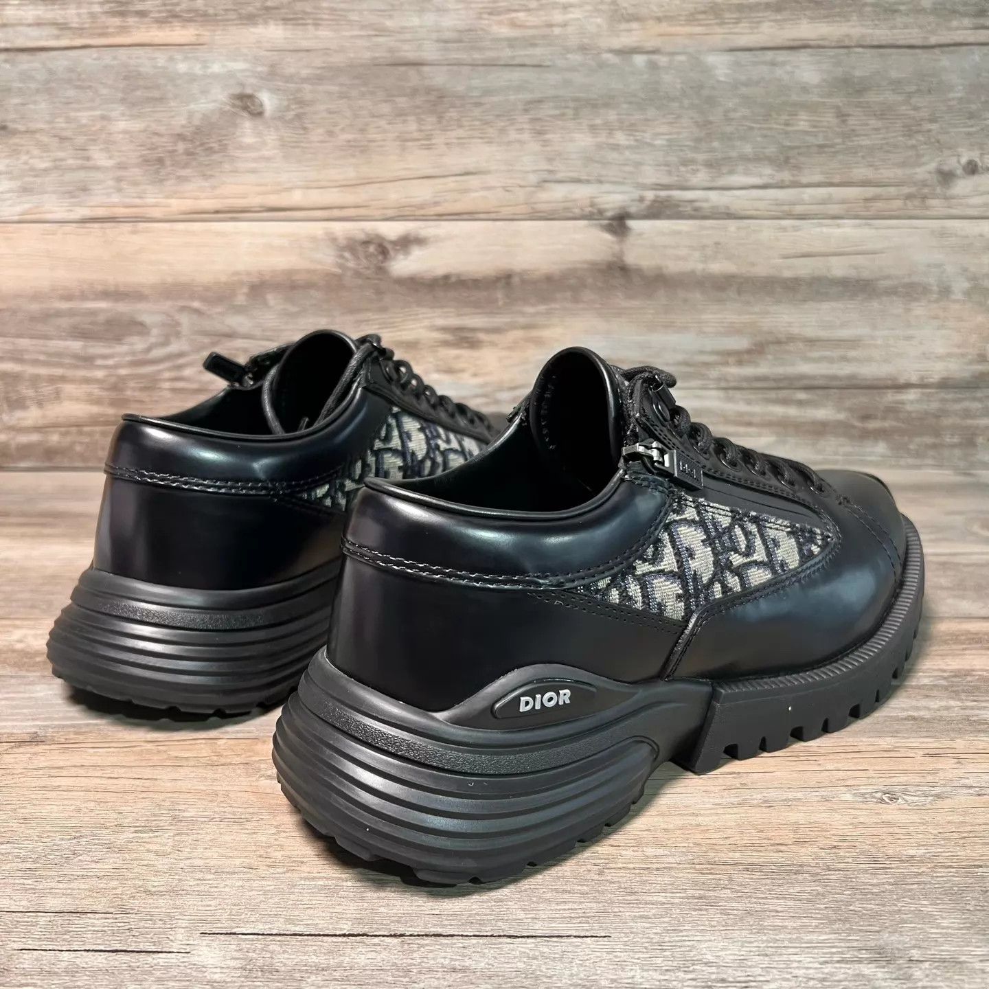 Dior DIOR Combat Black Printed Paneled Leather Shoes EU38 97new Size US 7.5 / IT 37.5 - 3 Thumbnail