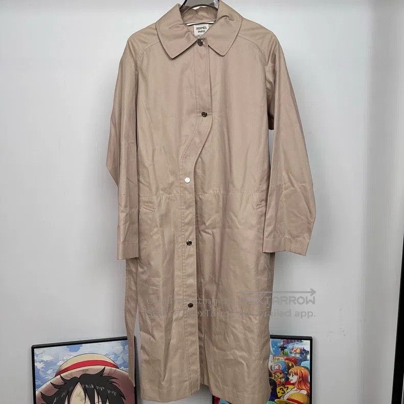 Hermes Hermes Khaki Belted Asymmetrical Duster Coat Size XXS / US 00 / IT 34 - 2 Thumbnail
