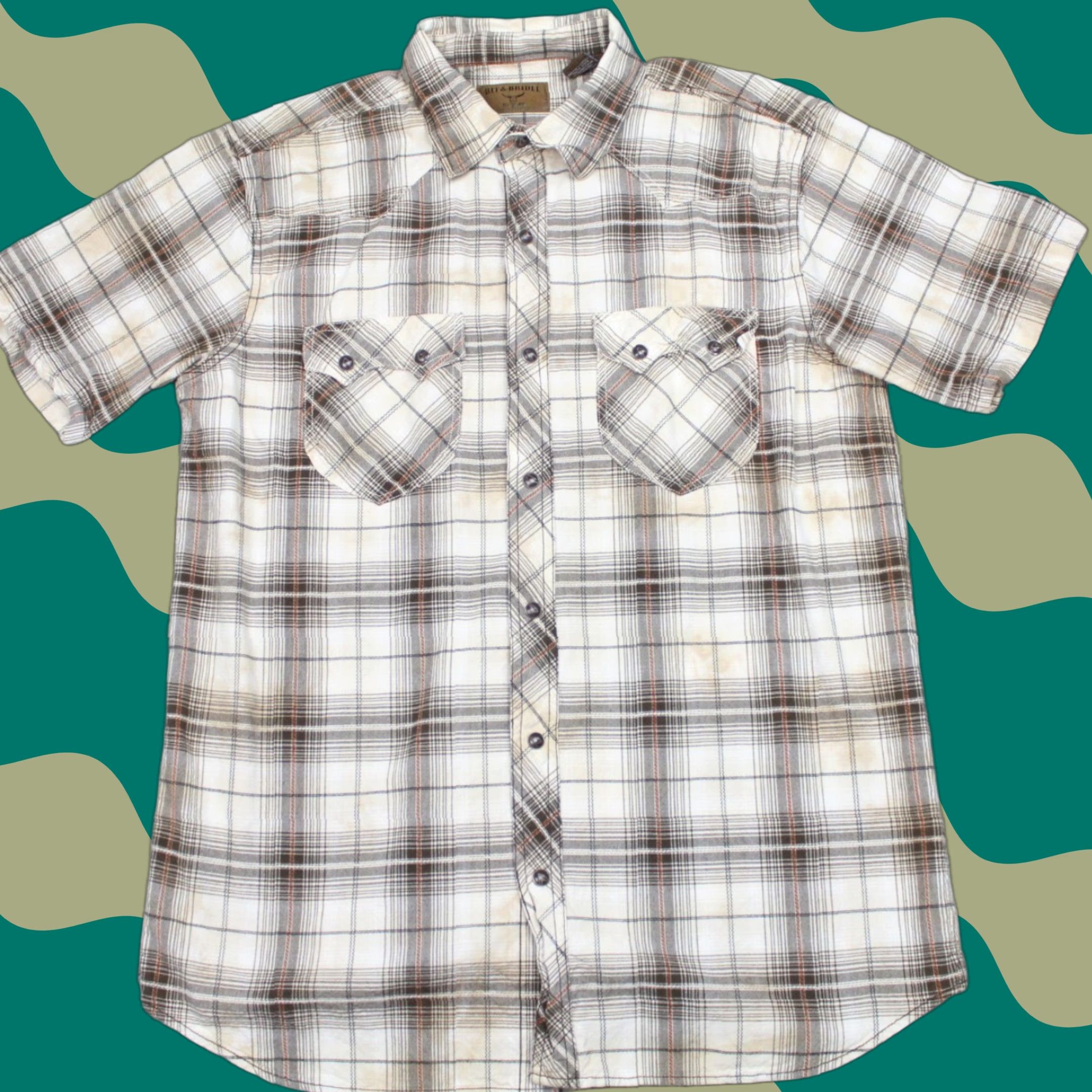 Doublet Bit & Bridle Pearl Snap Shirt Mens Large Brown Cotton Western S/S Double Pockets Shirt Size US L / EU 52-54 / 3 - 1 Thumbnail