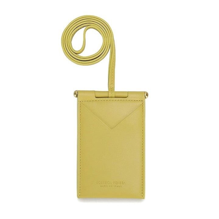 image of Bottega Veneta Calf Leather Card Case in Yellow, Men's