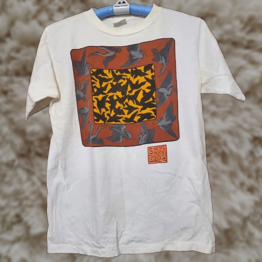 VINTAGE Wildwood production T-Shirt Bird 90s White L Mens Large Cotton 100% 90s Vintage Art Size L