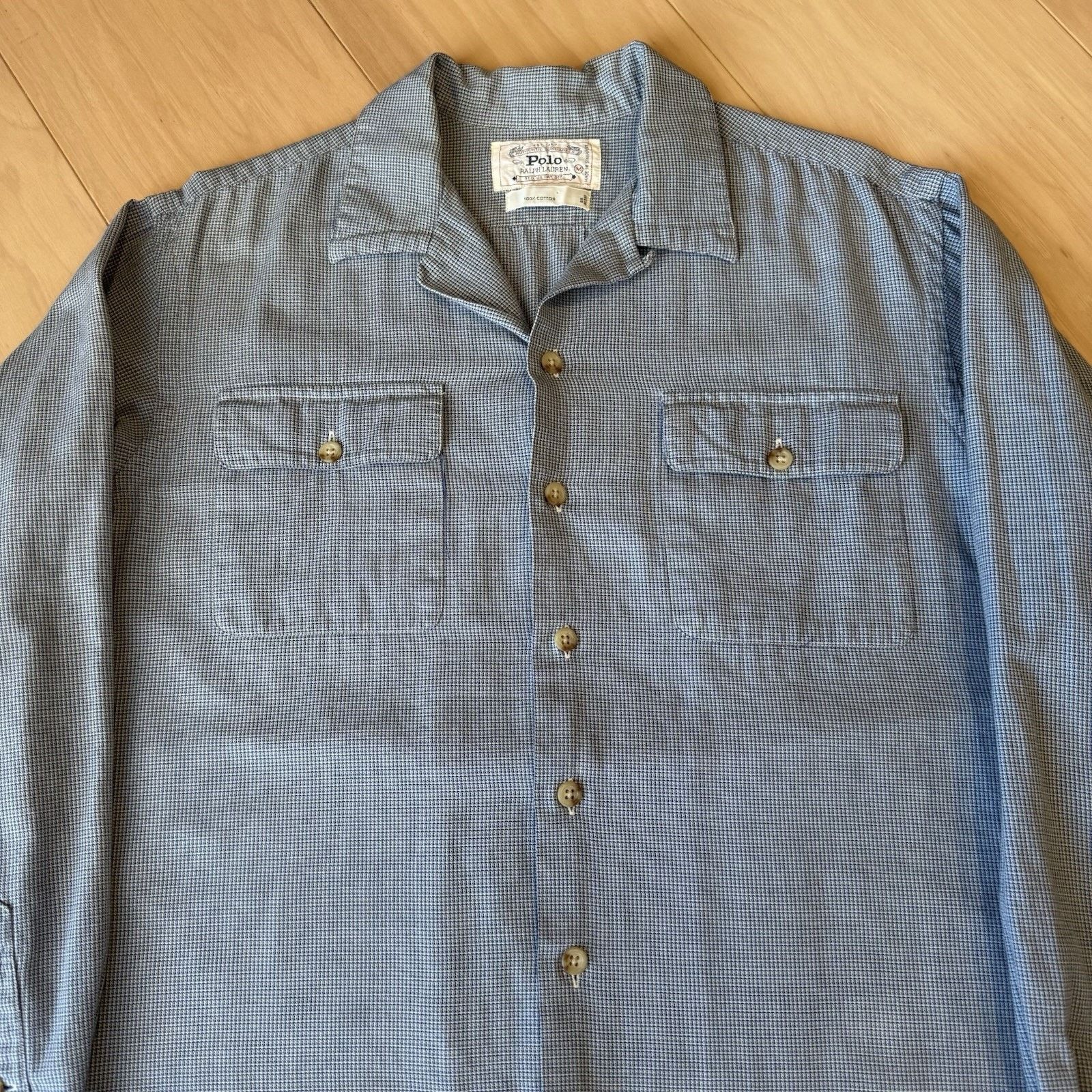 Polo Ralph Lauren × Vintage Vintage Polo Ralph Lauren Loop Collar Shirt M Blue Cotton Size US M / EU 48-50 / 2 - 3 Thumbnail