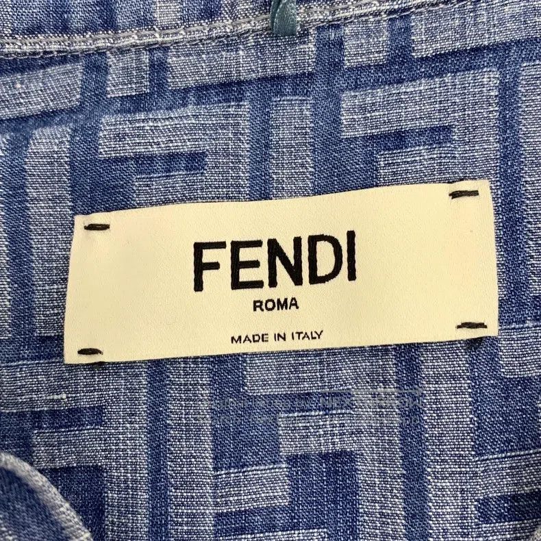 Fendi Fendi Blue Logo Jacquard Full Print Cotton Collar Short Sl Size XS / US 0-2 / IT 36-38 - 7 Thumbnail