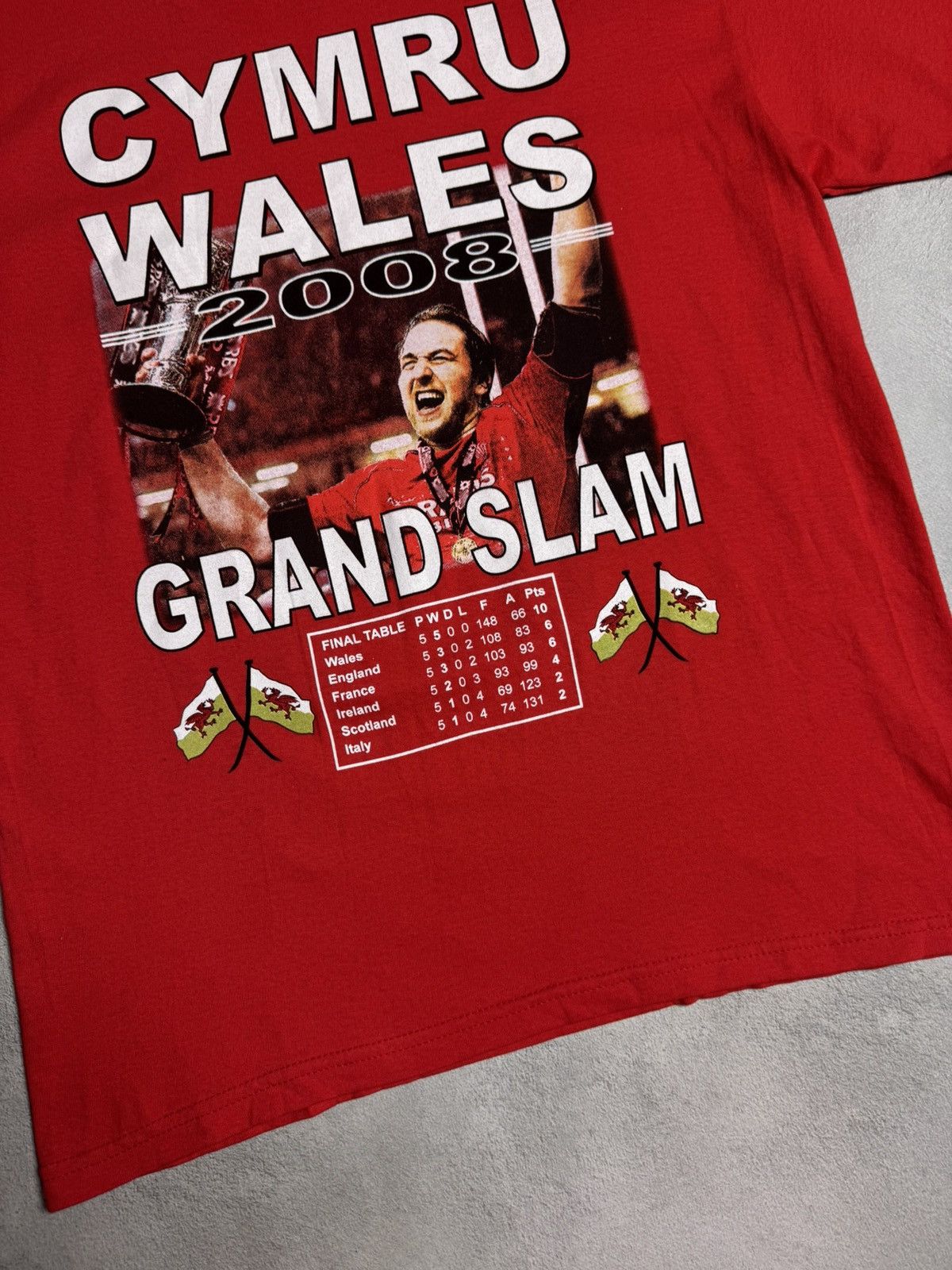 Gildan Cymru Wales 2008 Grand Slam Rugby T-Shirt Gildan Size US L / EU 52-54 / 3 - 4 Thumbnail