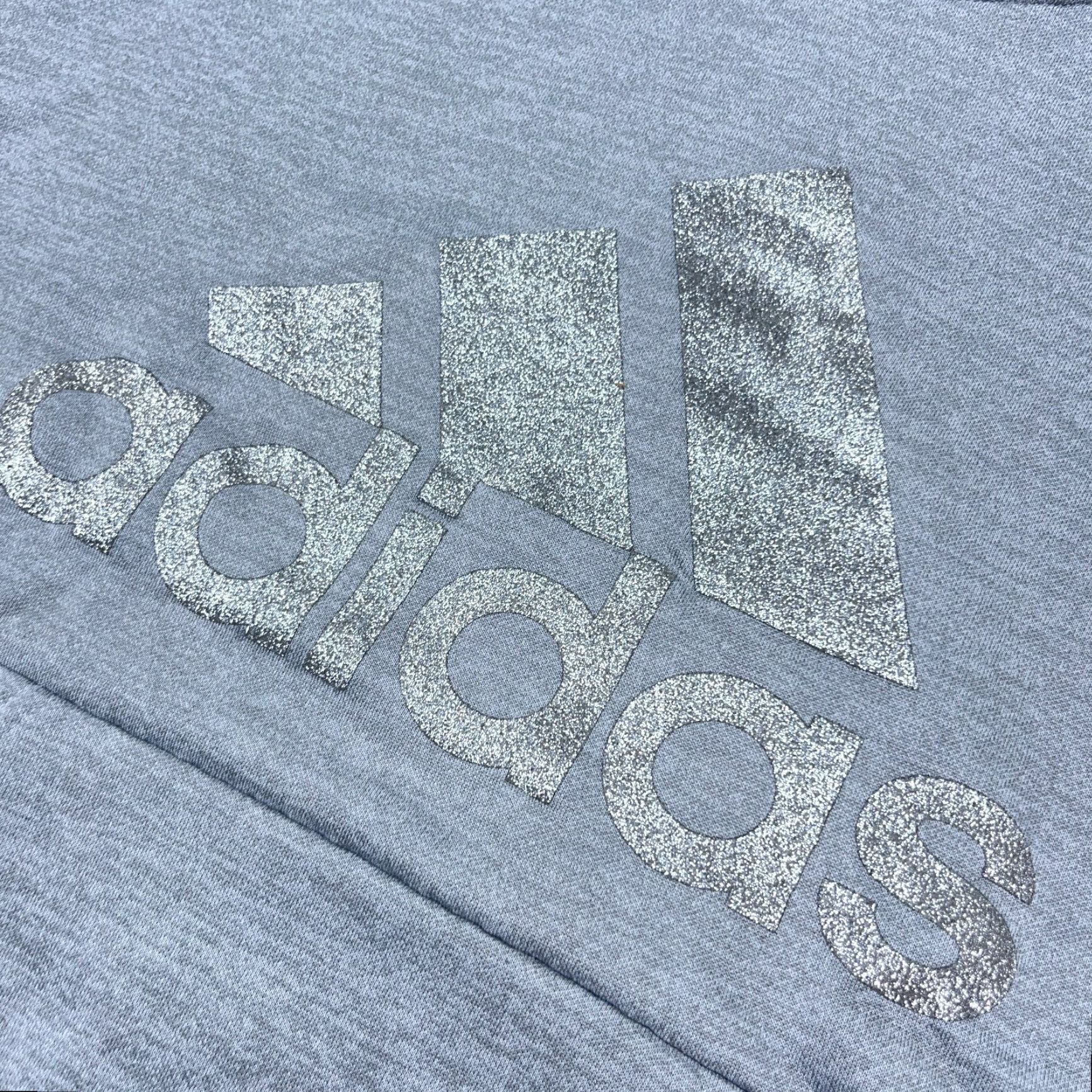 Adidas Adidas Hoodie Women Large Gray Sweatshirt Silver Glitter Logo Pullover Sweatshirt All Seasons Casual Size L / US 10 / IT 46 - 3 Thumbnail