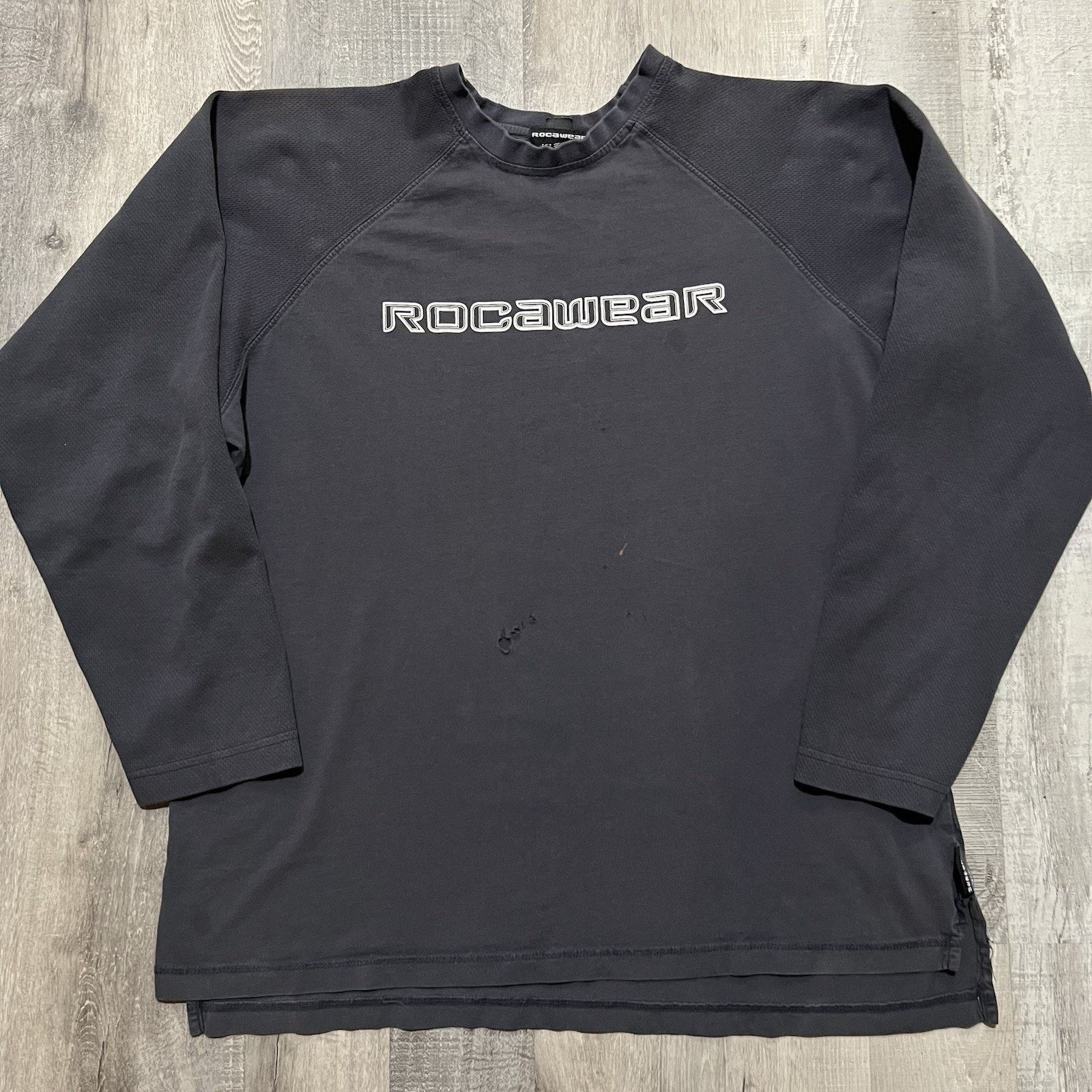 Rocawear VTG Rocawear Y2K Shirt Black Distressed Hip Hop Skater Shirt Size US XL / EU 56 / 4 - 1 Thumbnail